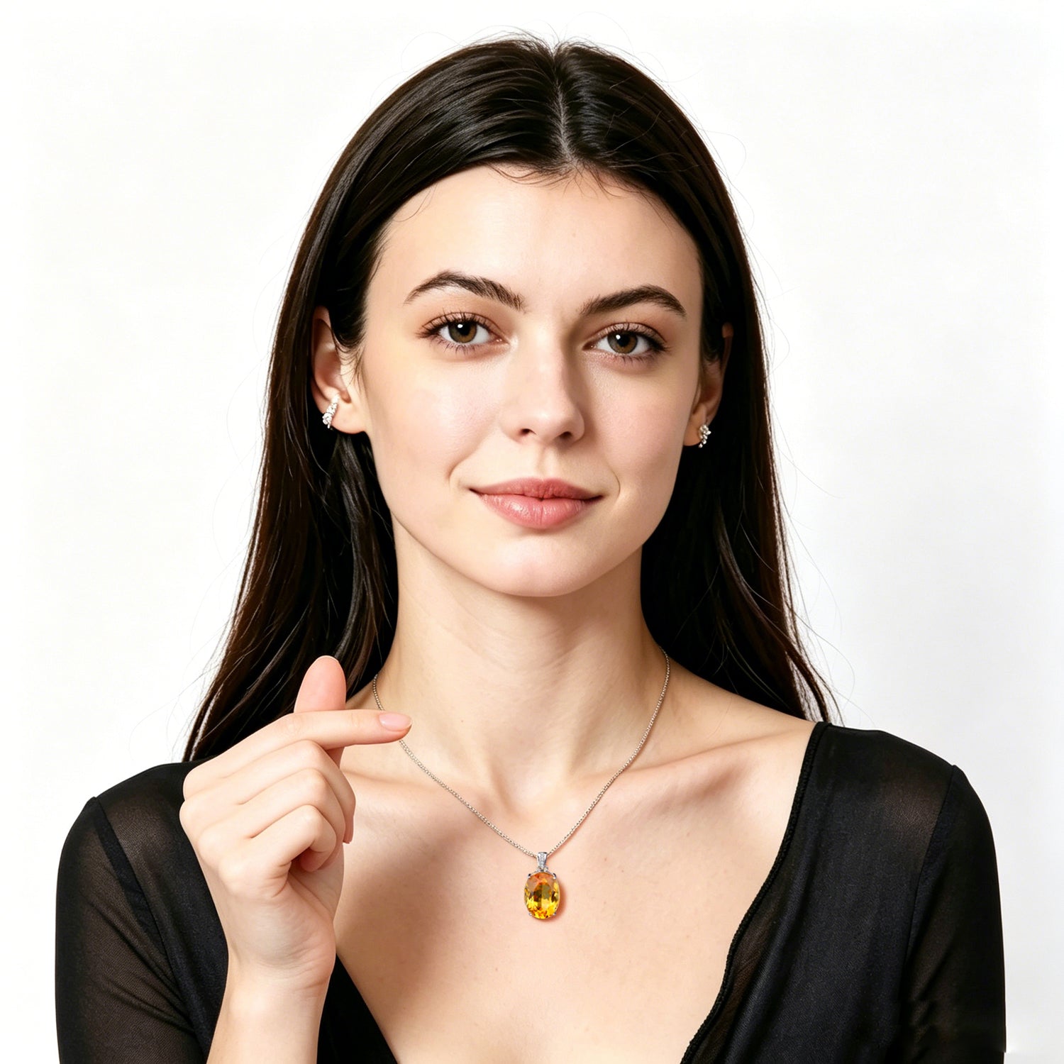 Elegant 925 Sterling Silver Citrine Necklace for Women – Natural Yellow Gemstone Pendant – Luxury Gift for Her | Birthday & Holiday Jewelry