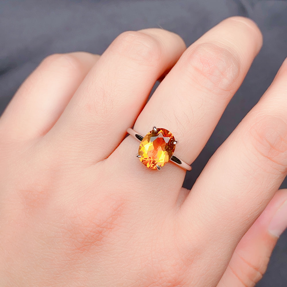 Elegant Natural Citrine Ring in 925 Sterling Silver – Luxury Adjustable Gemstone Ring, Perfect Gift for Valentine’s, Mother’s Day, Thanksgiving & Christmas
