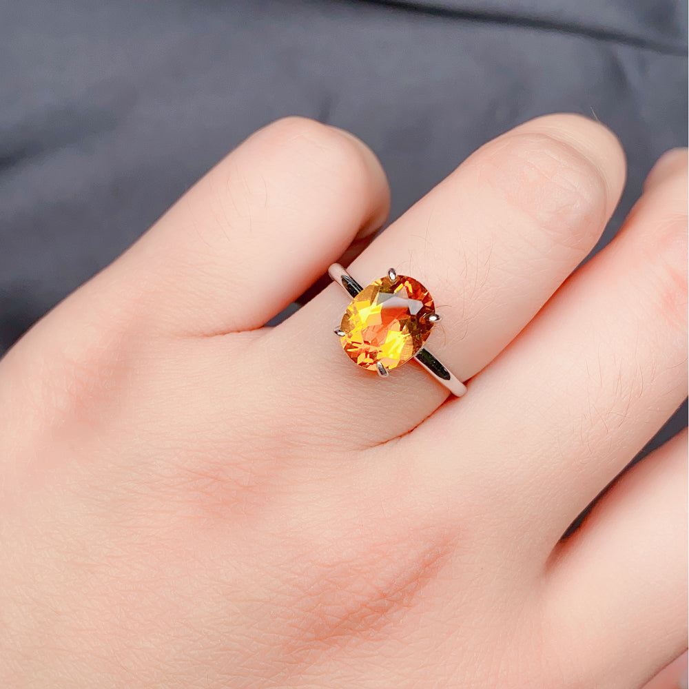 Elegant Natural Citrine Ring in 925 Sterling Silver – Luxury Adjustable Gemstone Ring, Perfect Gift for Valentine’s, Mother’s Day, Thanksgiving & Christmas