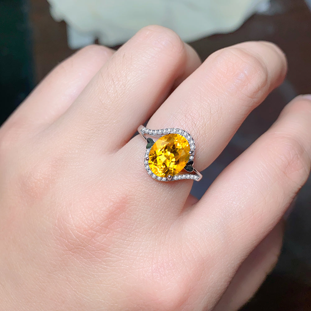 925 Sterling Silver Natural Citrine Ring for Women – Elegant Adjustable Open Ring, Luxury Gemstone Jewelry with Sophisticated Style, Perfect Gift for Valentine’s Day, Mother’s Day, Birthday, Christmas & Anniversary
