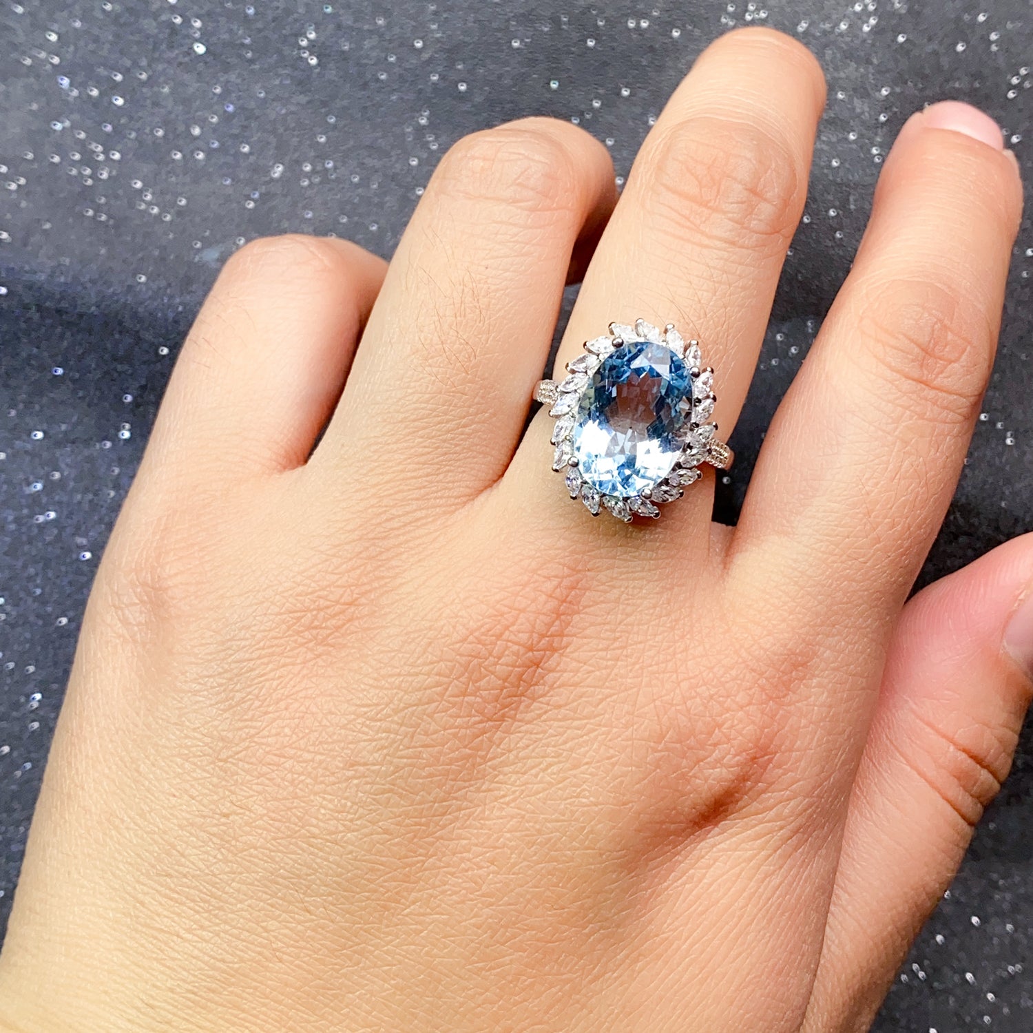 Elegant Natural Blue Topaz Ring in 925 Sterling Silver – Adjustable Luxury Gemstone Statement Ring | Perfect Gift for Valentine’s Day, Mother’s Day, Birthday & Christmas