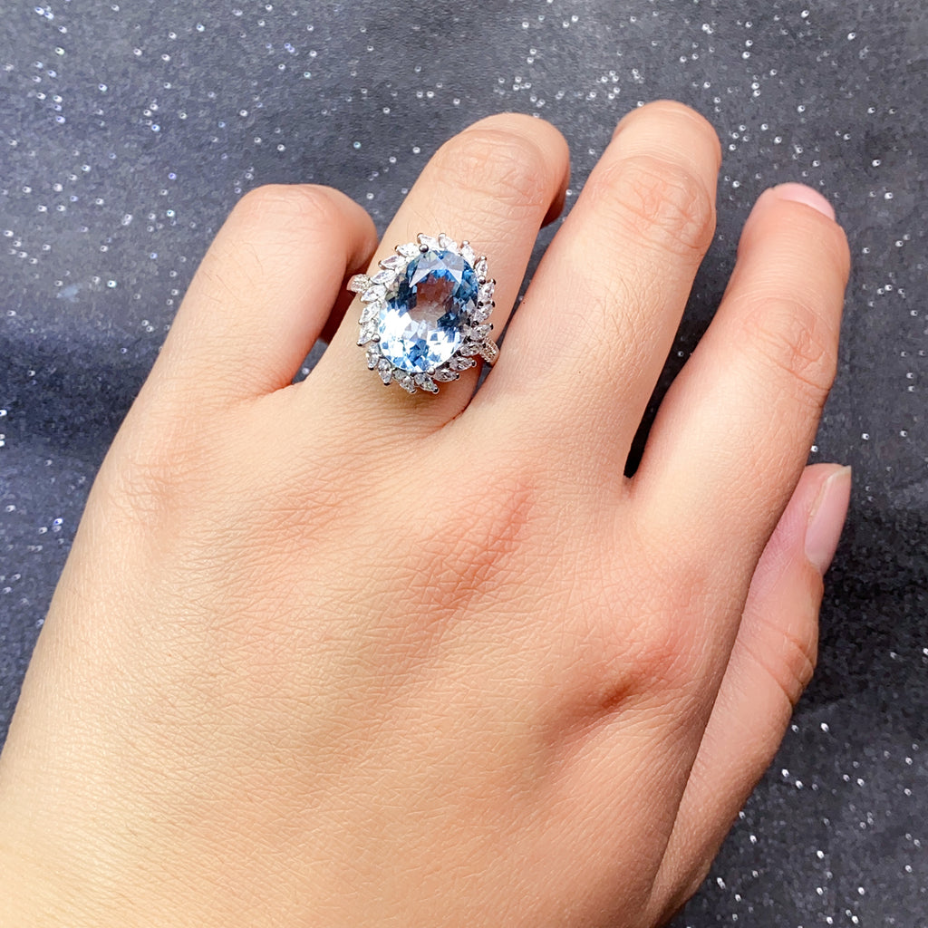 Elegant Natural Blue Topaz Ring in 925 Sterling Silver – Adjustable Luxury Gemstone Statement Ring | Perfect Gift for Valentine’s Day, Mother’s Day, Birthday & Christmas