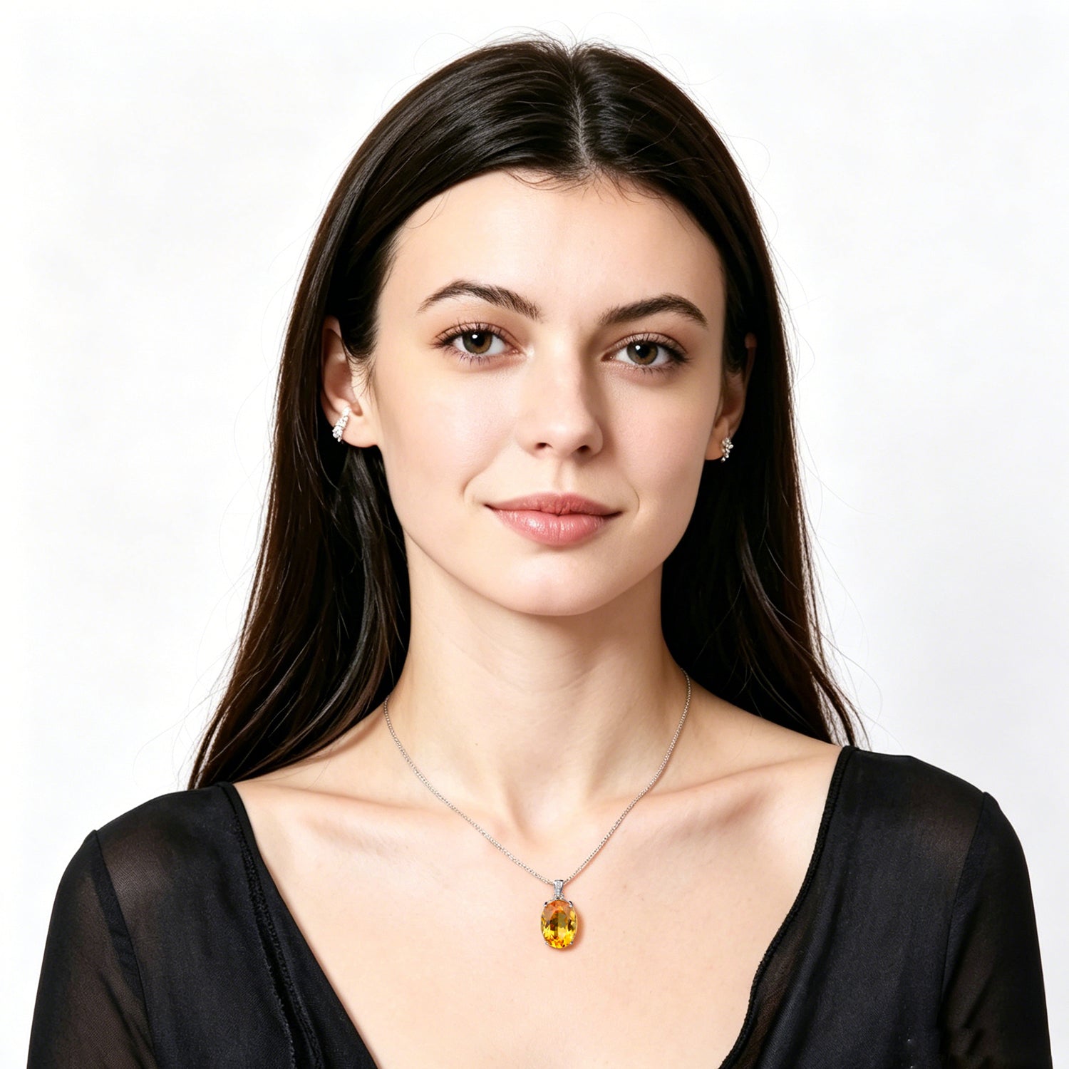 Elegant 925 Sterling Silver Citrine Necklace for Women – Natural Yellow Gemstone Pendant – Luxury Gift for Her | Birthday & Holiday Jewelry