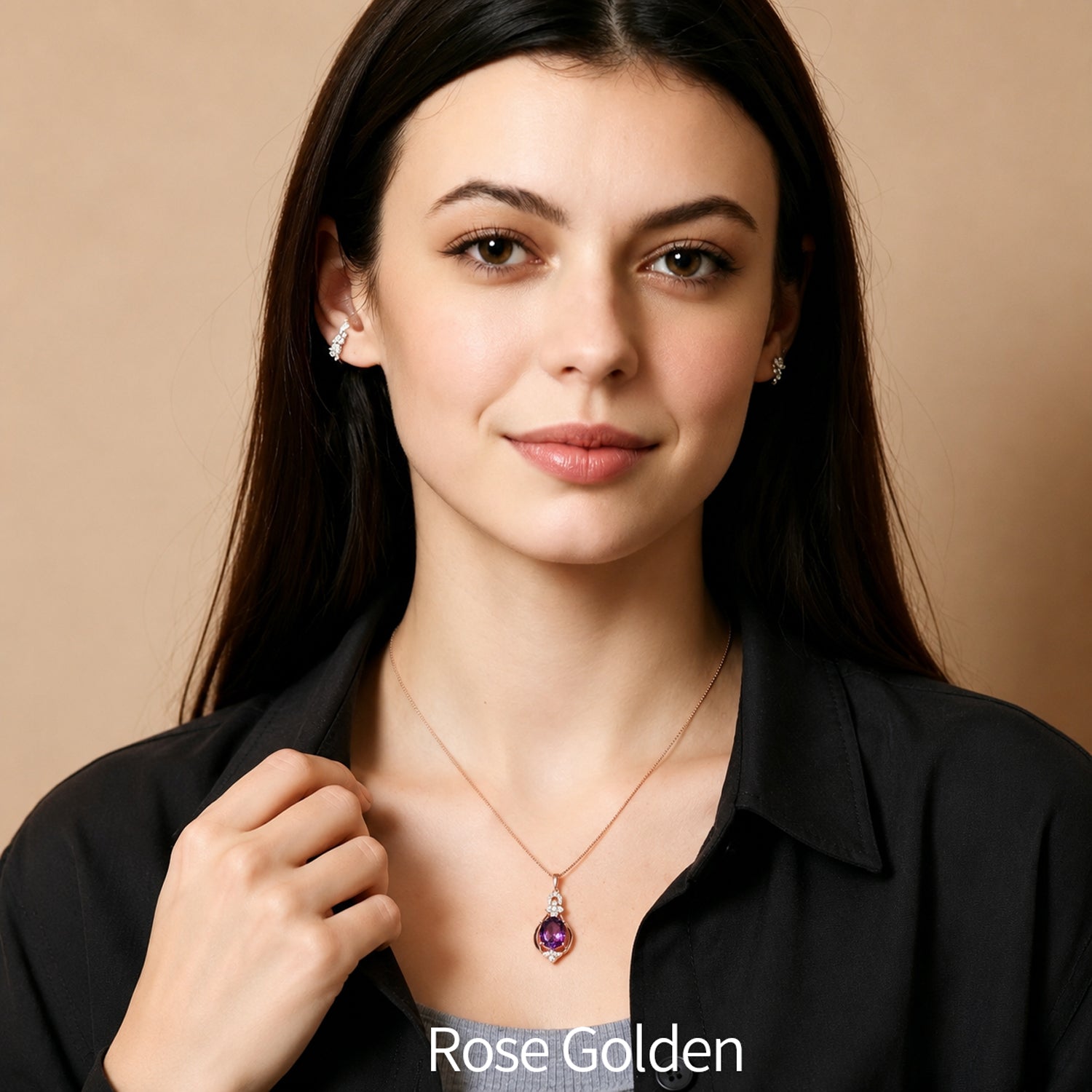 925 Sterling Silver Amethyst Pendant Necklace – Elegant Purple Gemstone Drop Necklace for Women | Rose Gold & Silver Options | Gift for Her