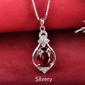 Natural Garnet Pendant Necklace for Women in 925 Sterling Silver, Silver & Rose Gold Finish – Elegant Deep Red Gemstone Pendant with Adjustable 16–18" Chain – Gift for Mom, Wife & Her