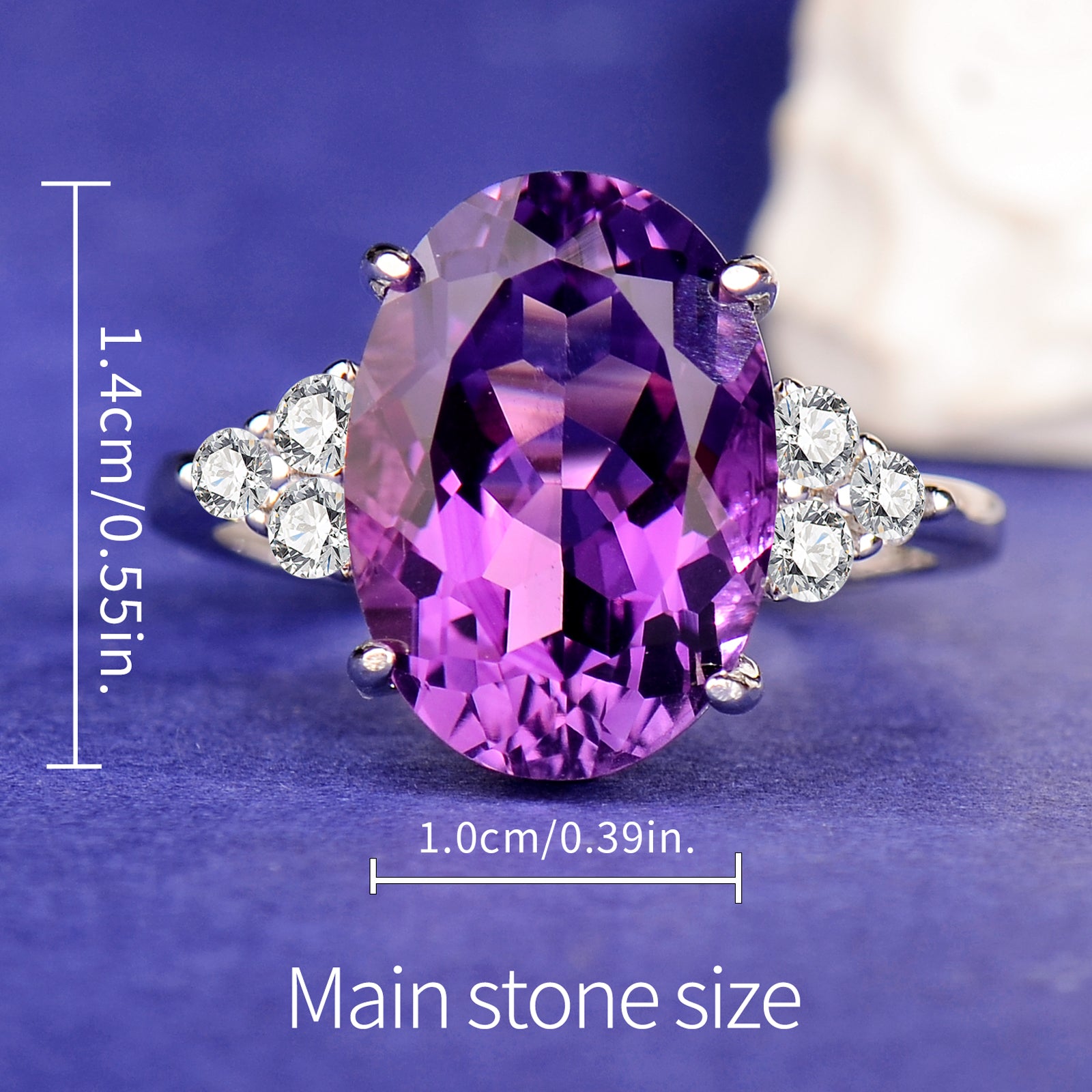 Elegant 925 Sterling Silver Natural Amethyst Ring for Women | Adjustable Purple Gemstone Ring | Luxury Minimalist Jewelry Gift for Wife, Mother, Anniversary & Valentine's Day