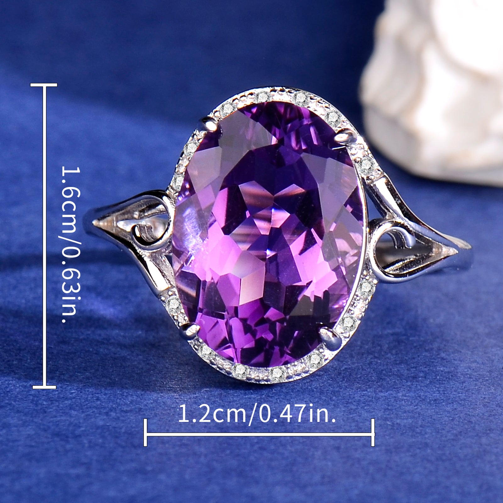 Natural Amethyst Ring for Women, 925 Sterling Silver Adjustable Gemstone Ring, Elegant Minimalist Purple Crystal Jewelry Gift for Anniversary, Birthday & Valentine's Day