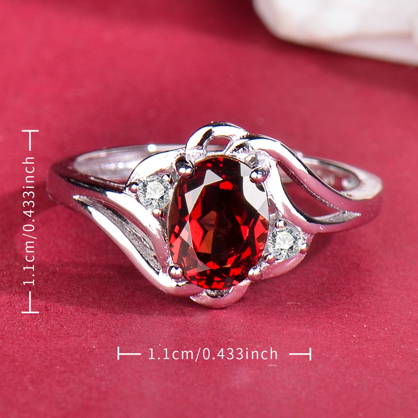 Elegant 6x8mm Oval Natural Red Garnet Ring in S925 Sterling Silver, Vintage Gemstone Jewelry Gift for Mom, Wife, Christmas & Mother's Day
