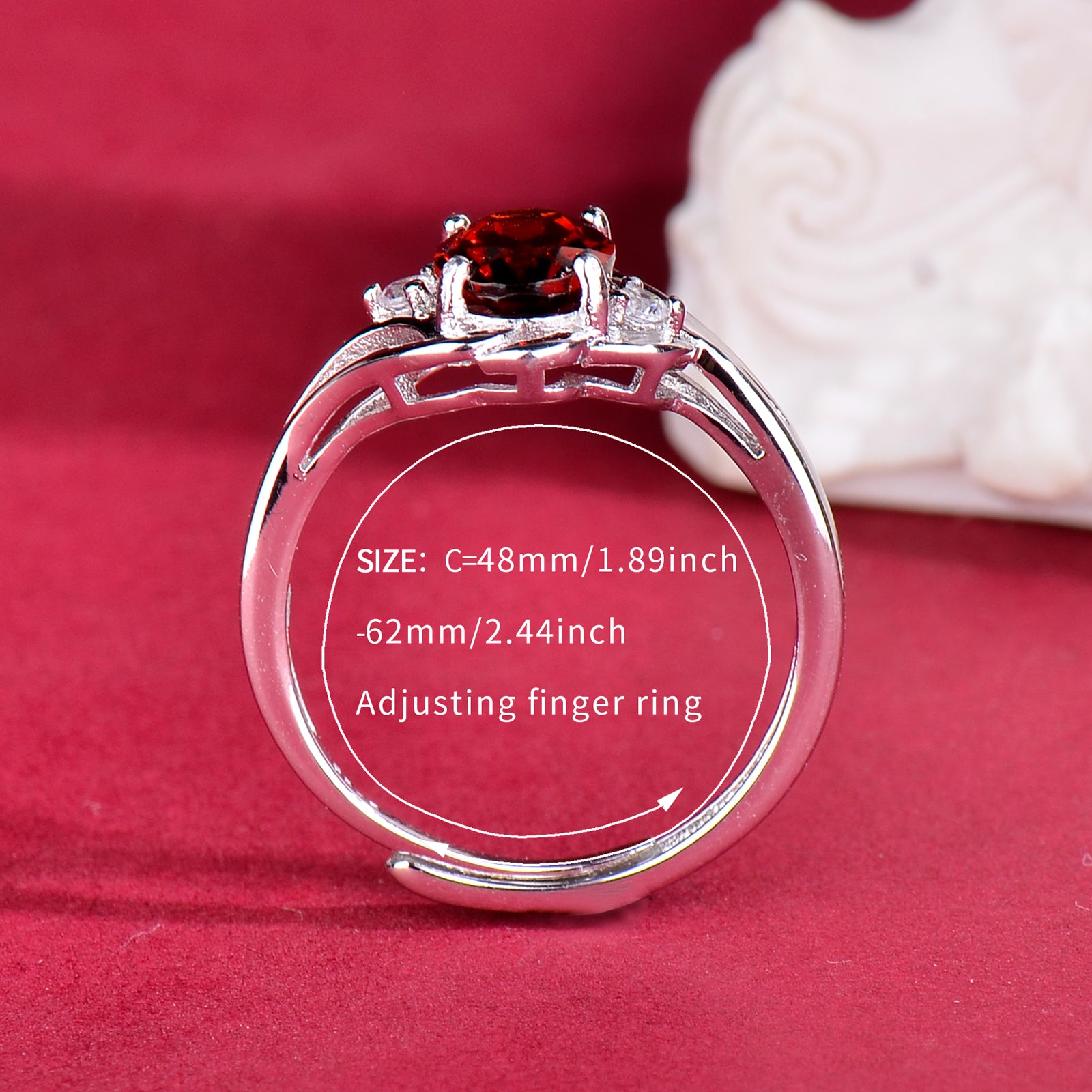 Elegant 6x8mm Oval Natural Red Garnet Ring in S925 Sterling Silver, Vintage Gemstone Jewelry Gift for Mom, Wife, Christmas & Mother's Day