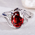 Natural Garnet S925 Sterling Silver Ring for Women | Wave Twist Adjustable Red Gemstone Ring | Elegant Mother's Day, Valentine's, Christmas Jewelry Gift for Her