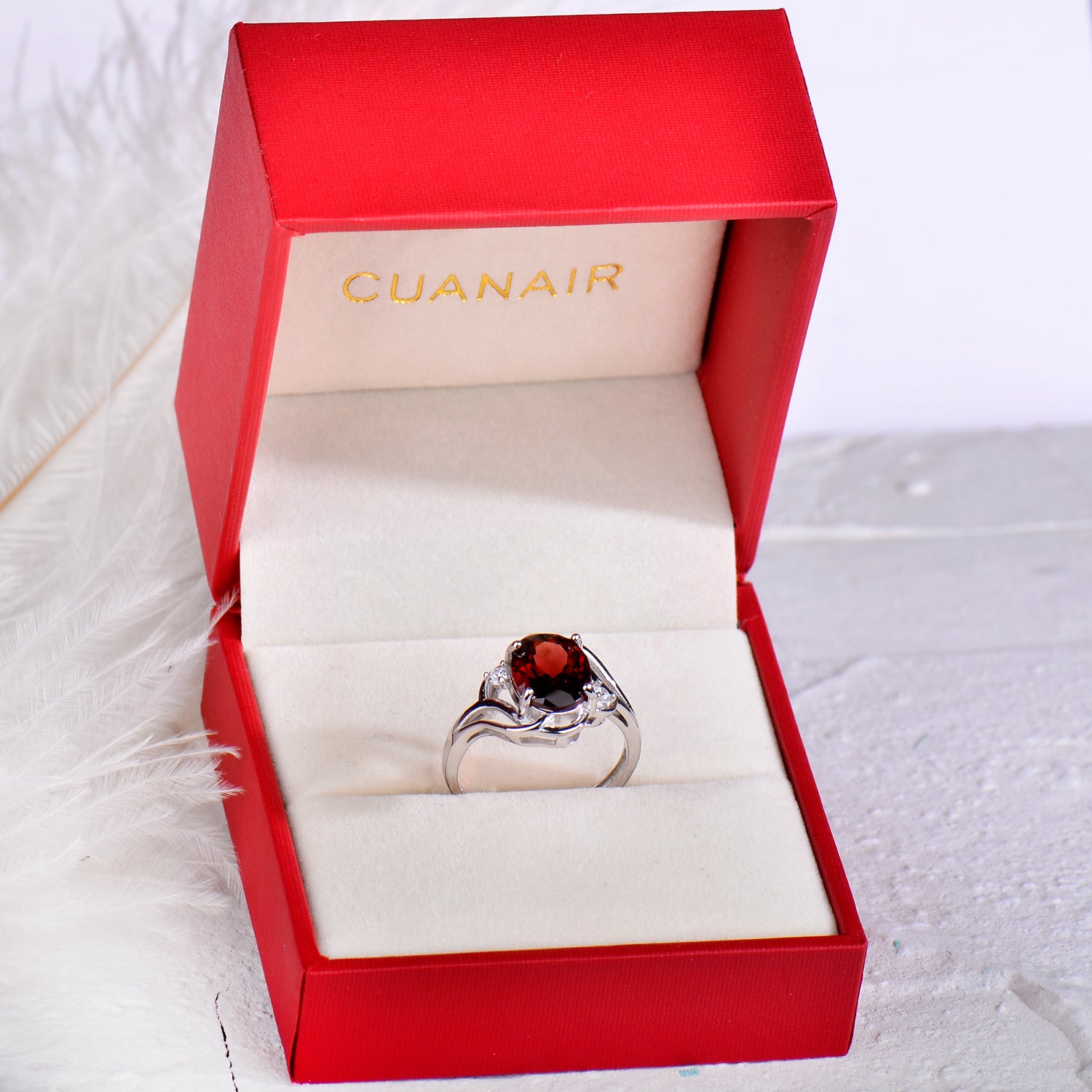 Natural Garnet S925 Sterling Silver Ring for Women | Wave Twist Adjustable Red Gemstone Ring | Elegant Mother's Day, Valentine's, Christmas Jewelry Gift for Her