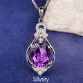925 Sterling Silver Amethyst Pendant Necklace – Elegant Purple Gemstone Drop Necklace for Women | Rose Gold & Silver Options | Gift for Her