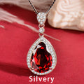 925 Sterling Silver Natural Garnet Teardrop Pendant Necklace for Women – Rose Gold & Silver Tone Elegant Dainty Birthstone Necklace – Gift for Her, Birthday, Valentine’s Day, Christmas