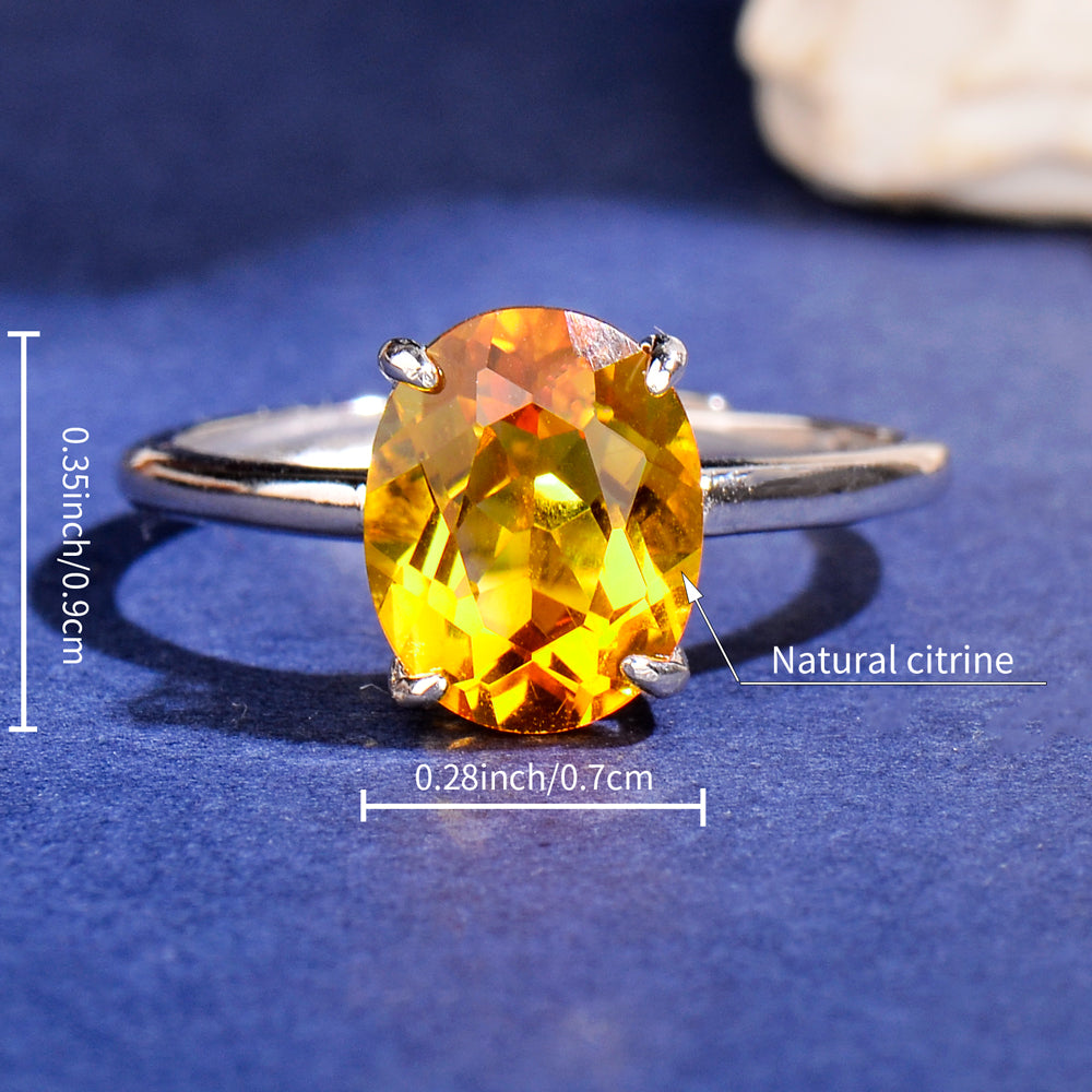 Elegant Natural Citrine Ring in 925 Sterling Silver – Luxury Adjustable Gemstone Ring, Perfect Gift for Valentine’s, Mother’s Day, Thanksgiving & Christmas