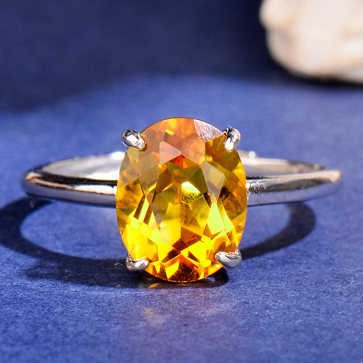 Elegant Natural Citrine Ring in 925 Sterling Silver – Luxury Adjustable Gemstone Ring, Perfect Gift for Valentine’s, Mother’s Day, Thanksgiving & Christmas