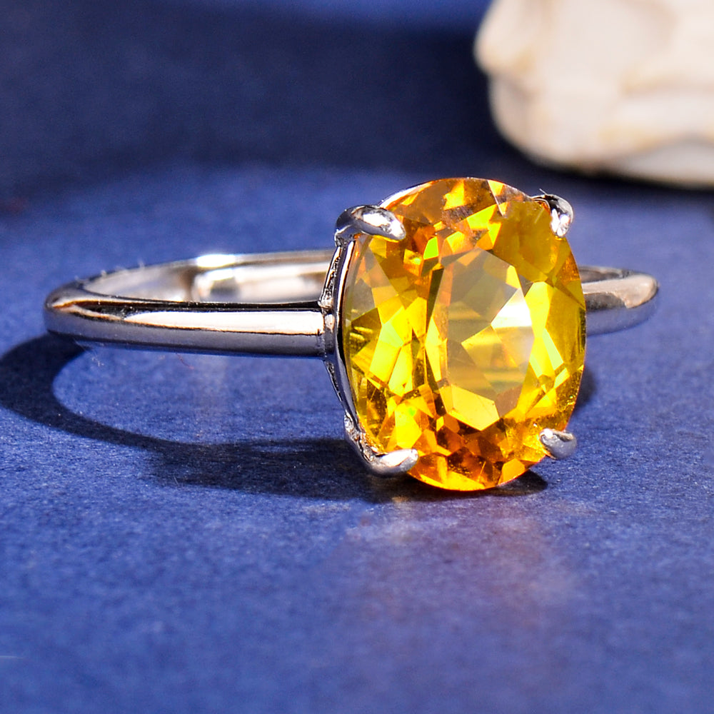 Elegant Natural Citrine Ring in 925 Sterling Silver – Luxury Adjustable Gemstone Ring, Perfect Gift for Valentine’s, Mother’s Day, Thanksgiving & Christmas