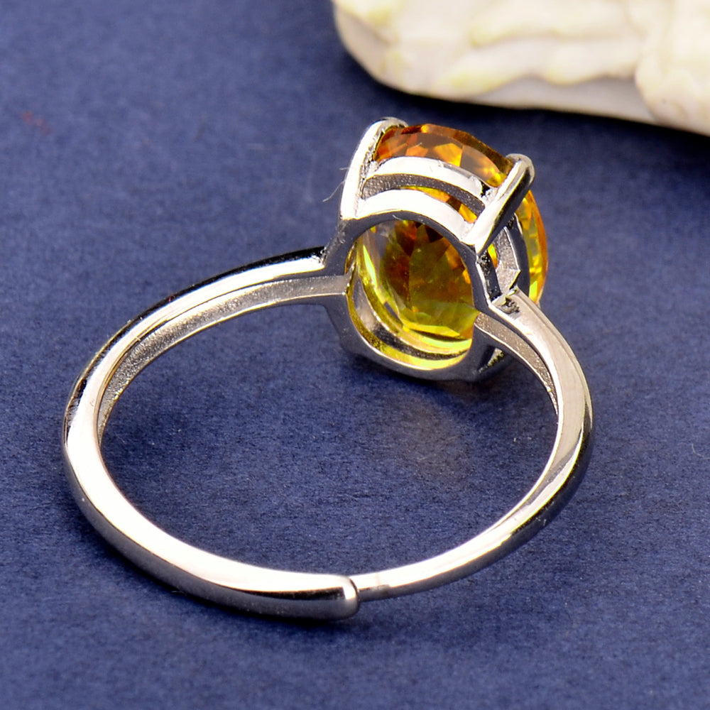 Elegant Natural Citrine Ring in 925 Sterling Silver – Luxury Adjustable Gemstone Ring, Perfect Gift for Valentine’s, Mother’s Day, Thanksgiving & Christmas