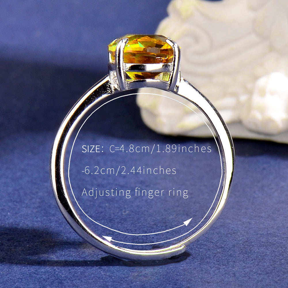 Elegant Natural Citrine Ring in 925 Sterling Silver – Luxury Adjustable Gemstone Ring, Perfect Gift for Valentine’s, Mother’s Day, Thanksgiving & Christmas