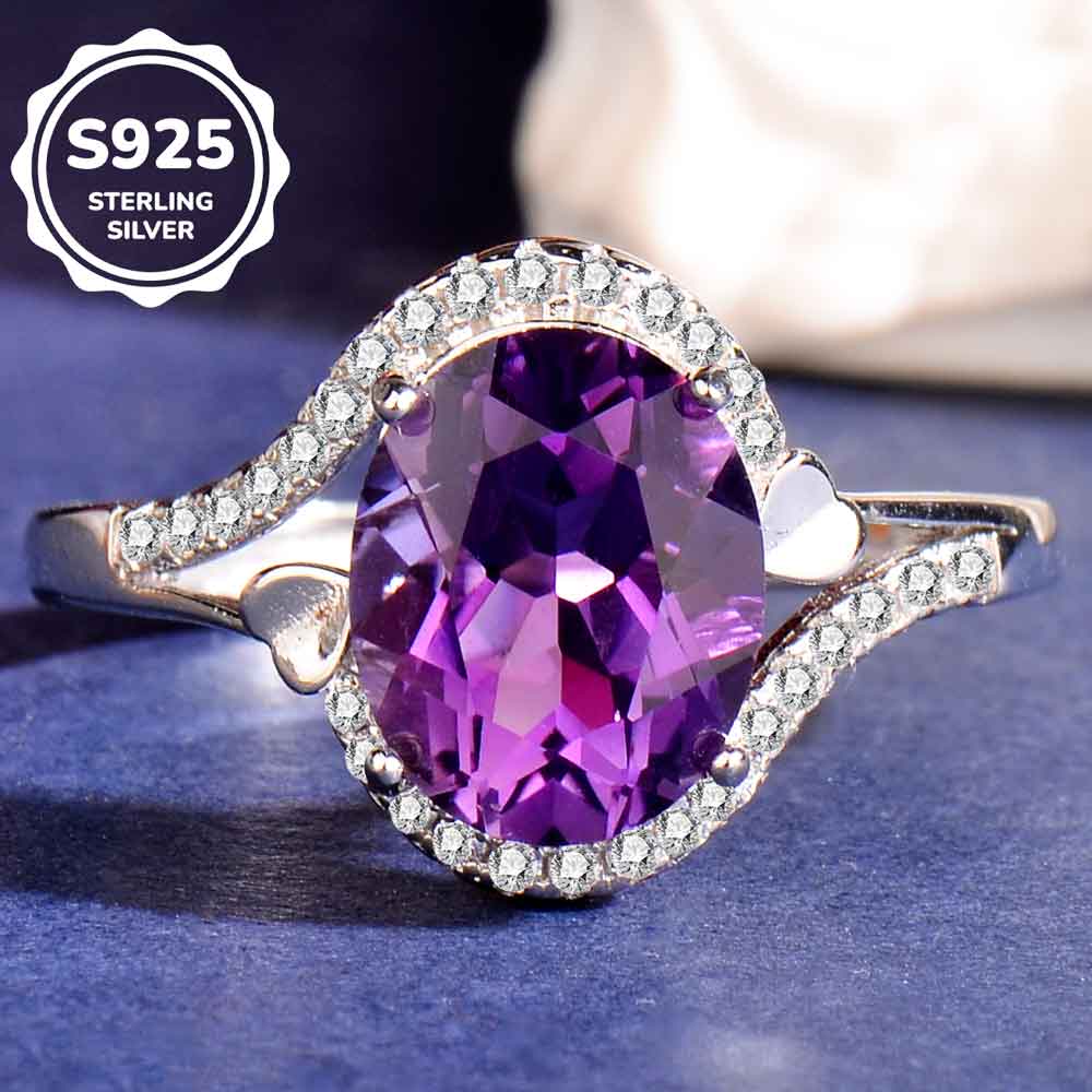 Elegant Natural Amethyst Ring in 925 Sterling Silver – Luxury Adjustable Gemstone Ring, Perfect Gift for Valentine’s, Mother’s Day, Thanksgiving & Christmas