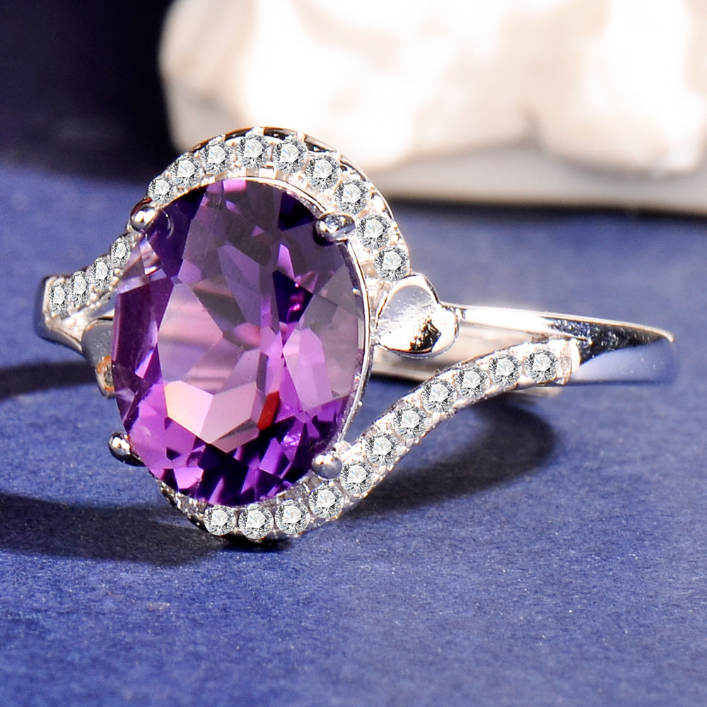 Elegant Natural Amethyst Ring in 925 Sterling Silver – Luxury Adjustable Gemstone Ring, Perfect Gift for Valentine’s, Mother’s Day, Thanksgiving & Christmas