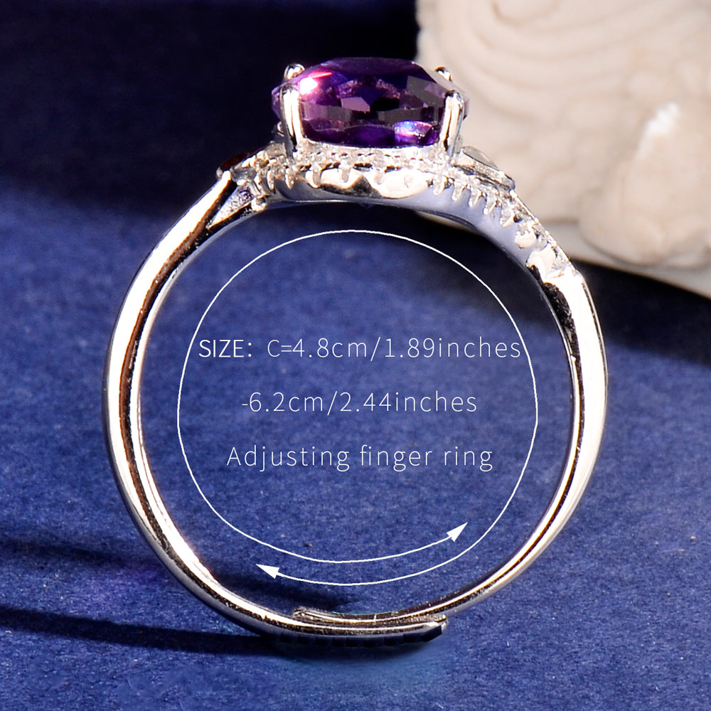 Elegant Natural Amethyst Ring in 925 Sterling Silver – Luxury Adjustable Gemstone Ring, Perfect Gift for Valentine’s, Mother’s Day, Thanksgiving & Christmas