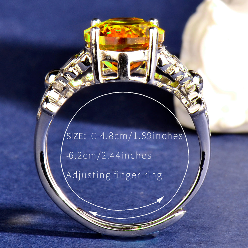 Luxury 925 Sterling Silver Natural Citrine Ring for Women | Adjustable Open Ring with 10×14 mm Oval Gemstone | Elegant Jewelry Gift for Her