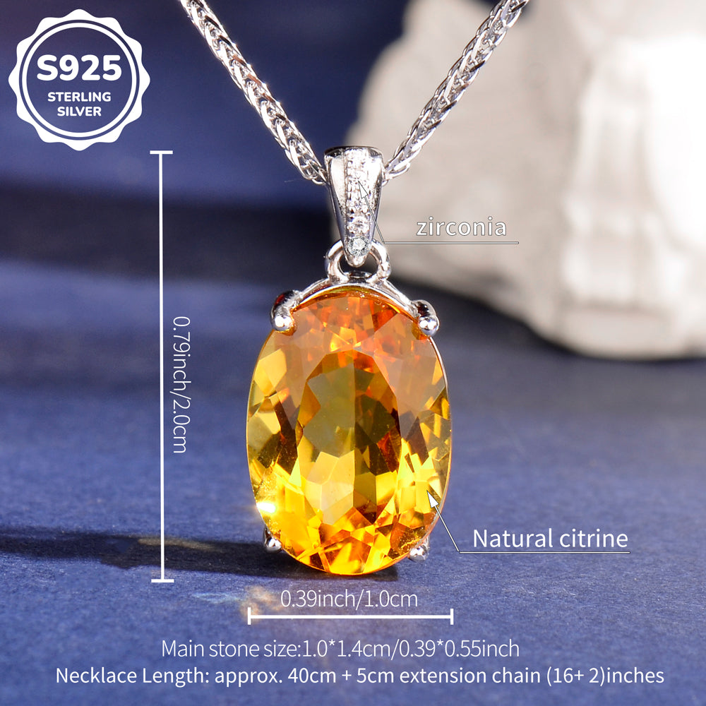 Elegant 925 Sterling Silver Citrine Necklace for Women – Natural Yellow Gemstone Pendant – Luxury Gift for Her | Birthday & Holiday Jewelry