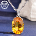 Elegant 925 Sterling Silver Citrine Necklace for Women – Natural Yellow Gemstone Pendant – Luxury Gift for Her | Birthday & Holiday Jewelry