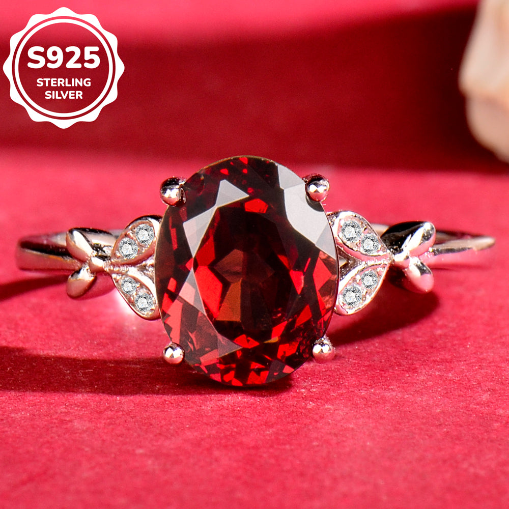 Elegant Natural Garnet Ring in 925 Sterling Silver – Luxury Adjustable Gemstone Ring, Perfect Gift for Valentine’s, Mother’s Day, Thanksgiving & Christmas