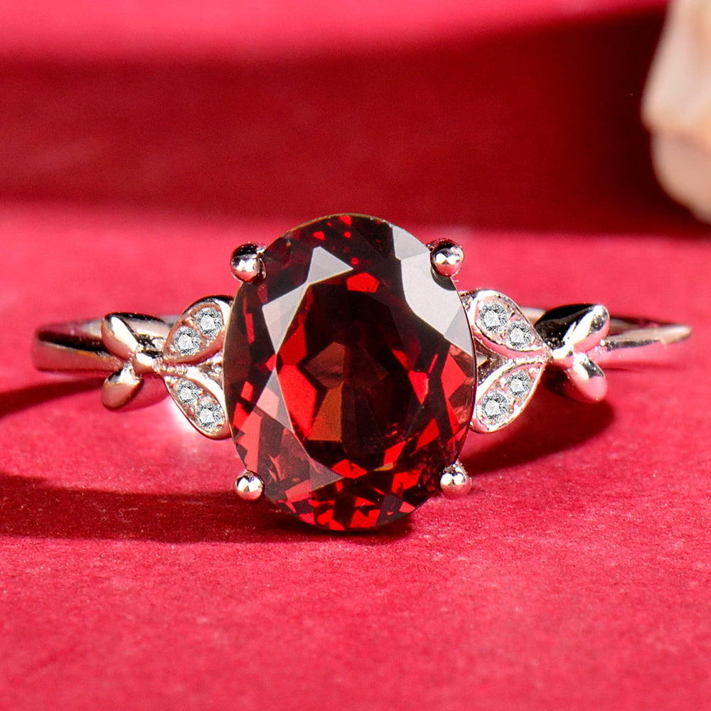 Elegant Natural Garnet Ring in 925 Sterling Silver – Luxury Adjustable Gemstone Ring, Perfect Gift for Valentine’s, Mother’s Day, Thanksgiving & Christmas