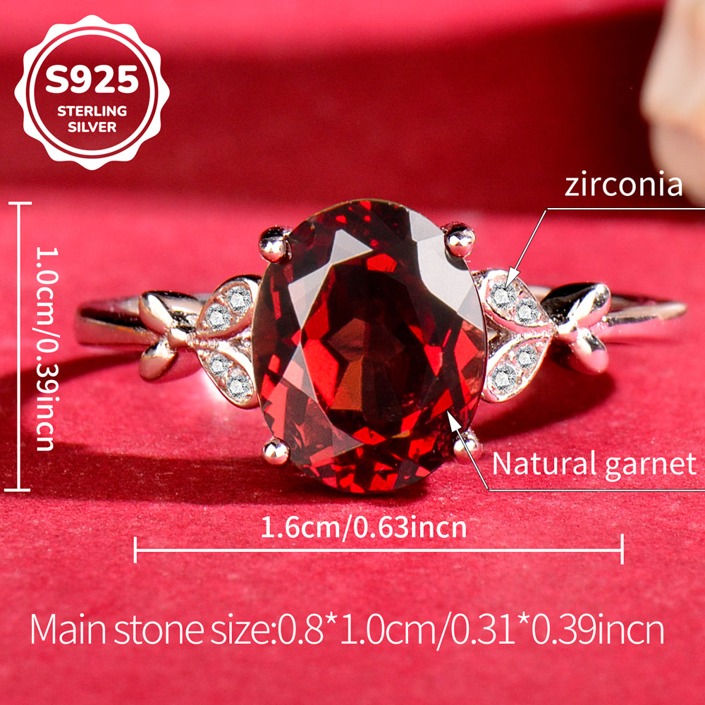 Elegant Natural Garnet Ring in 925 Sterling Silver – Luxury Adjustable Gemstone Ring, Perfect Gift for Valentine’s, Mother’s Day, Thanksgiving & Christmas