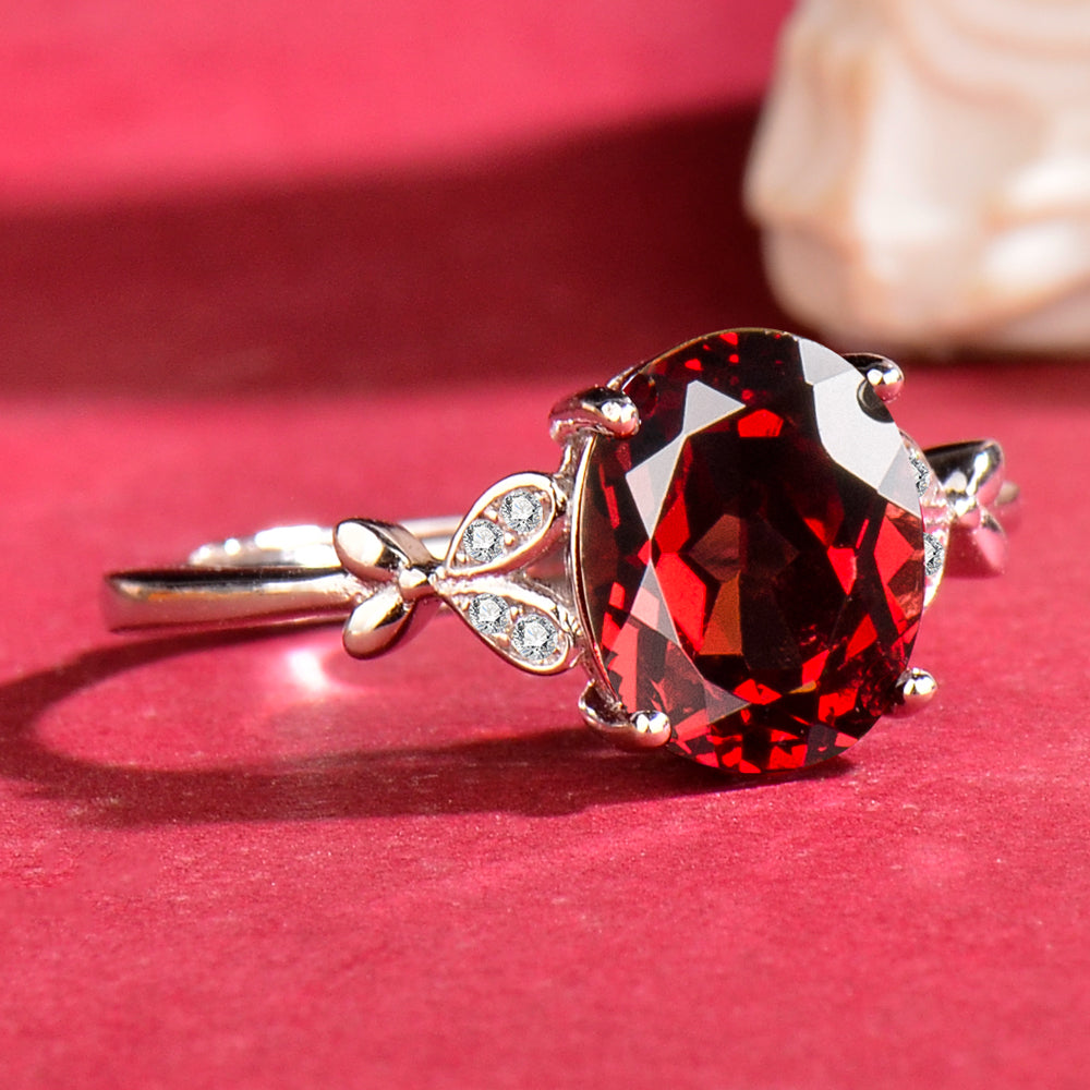 Elegant Natural Garnet Ring in 925 Sterling Silver – Luxury Adjustable Gemstone Ring, Perfect Gift for Valentine’s, Mother’s Day, Thanksgiving & Christmas