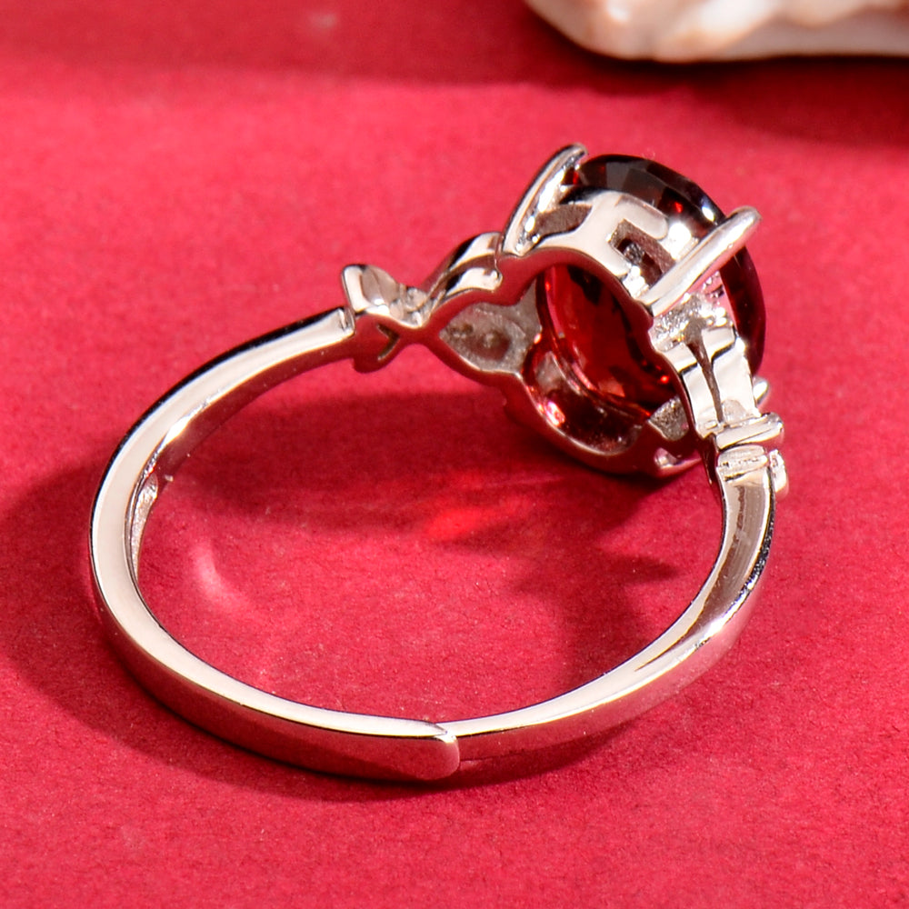 Elegant Natural Garnet Ring in 925 Sterling Silver – Luxury Adjustable Gemstone Ring, Perfect Gift for Valentine’s, Mother’s Day, Thanksgiving & Christmas