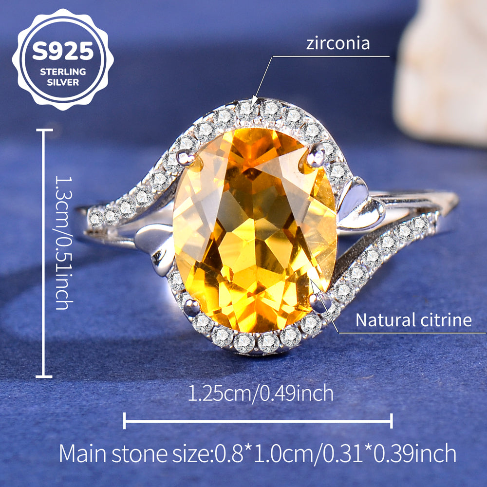925 Sterling Silver Natural Citrine Ring for Women – Elegant Adjustable Open Ring, Luxury Gemstone Jewelry with Sophisticated Style, Perfect Gift for Valentine’s Day, Mother’s Day, Birthday, Christmas & Anniversary