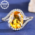 925 Sterling Silver Natural Citrine Ring for Women – Elegant Adjustable Open Ring, Luxury Gemstone Jewelry with Sophisticated Style, Perfect Gift for Valentine’s Day, Mother’s Day, Birthday, Christmas & Anniversary