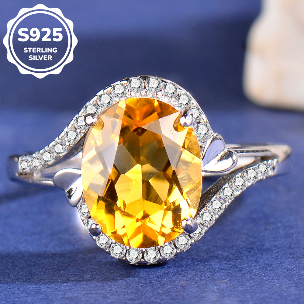 925 Sterling Silver Natural Citrine Ring for Women – Elegant Adjustable Open Ring, Luxury Gemstone Jewelry with Sophisticated Style, Perfect Gift for Valentine’s Day, Mother’s Day, Birthday, Christmas & Anniversary