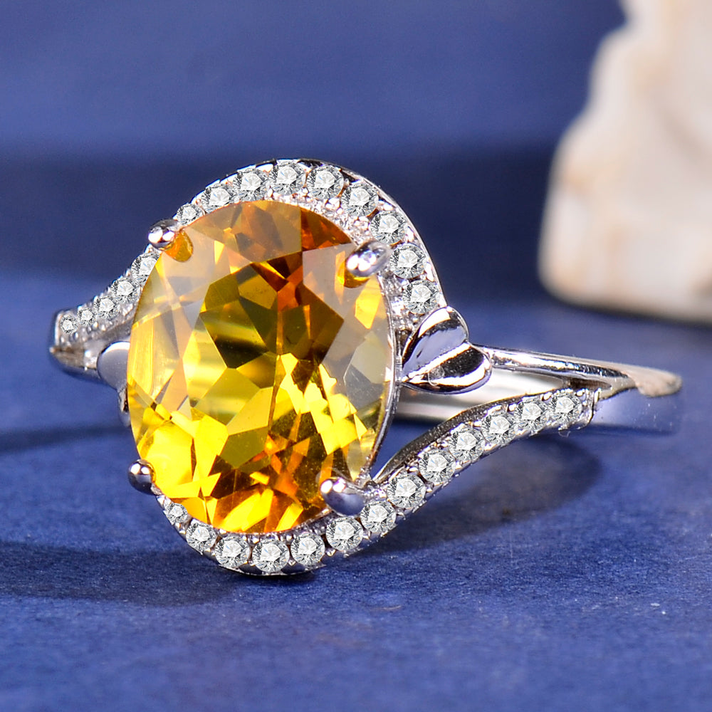 925 Sterling Silver Natural Citrine Ring for Women – Elegant Adjustable Open Ring, Luxury Gemstone Jewelry with Sophisticated Style, Perfect Gift for Valentine’s Day, Mother’s Day, Birthday, Christmas & Anniversary