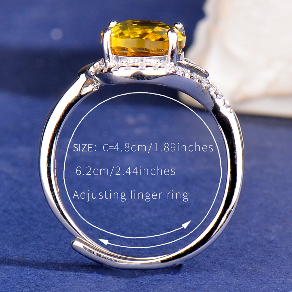 925 Sterling Silver Natural Citrine Ring for Women – Elegant Adjustable Open Ring, Luxury Gemstone Jewelry with Sophisticated Style, Perfect Gift for Valentine’s Day, Mother’s Day, Birthday, Christmas & Anniversary