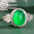 Elegant Natural Green Chalcedony Ring in 925 Sterling Silver – Luxury Adjustable Gemstone Ring, Perfect Holiday Gift for Valentine’s, Mother’s Day & Christmas