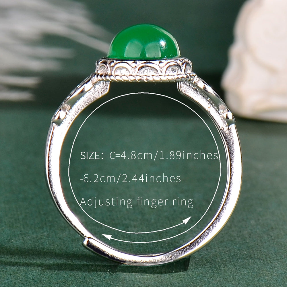 Elegant Natural Green Chalcedony Ring in 925 Sterling Silver – Luxury Adjustable Gemstone Ring, Perfect Holiday Gift for Valentine’s, Mother’s Day & Christmas