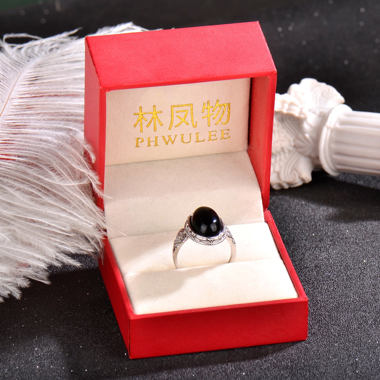 Luxury 925 Sterling Silver Natural Black Agate Ring for Women | Vintage Adjustable Open Ring with Oval Gemstone | Elegant Gift for Her