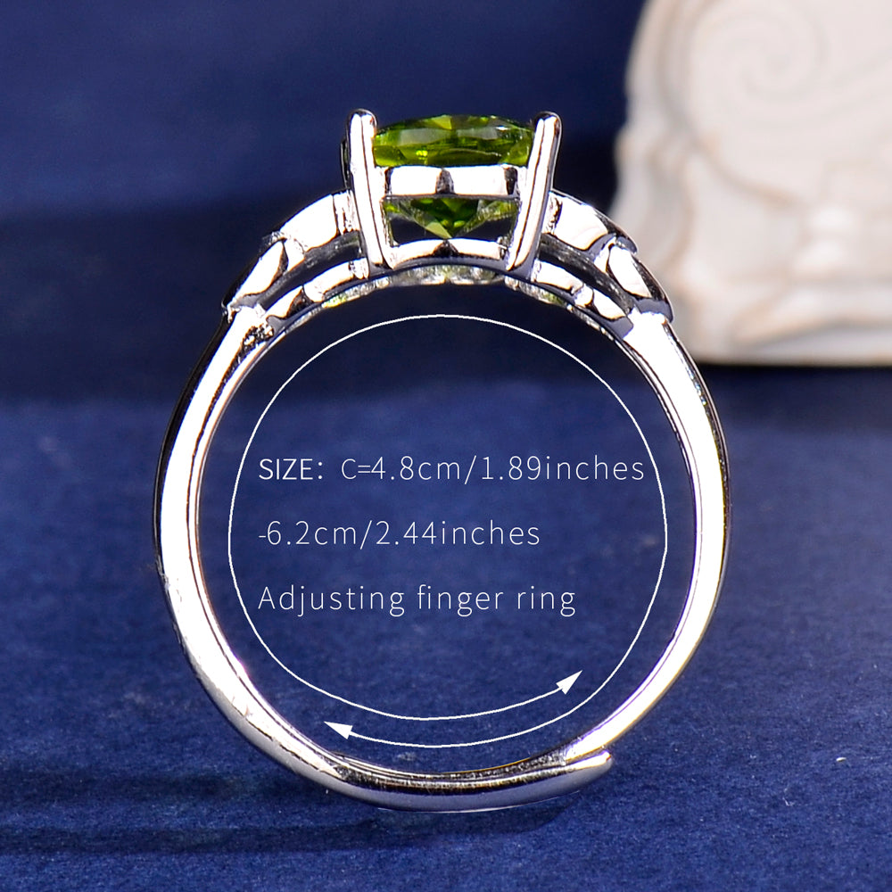 Adjustable S925 Sterling Silver Natural Peridot Ring for Women | 7x9mm Oval Cut Green Gemstone Open Band, Luxury Jewelry Gift for Valentine's, Mother's Day, Thanksgiving, Christmas