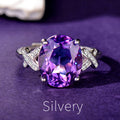 Elegant Natural Amethyst Ring in 925 Sterling Silver, Adjustable Oval Crystal Statement Ring for Women, Luxury Jewelry Gift