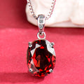 925 Sterling Silver Natural Garnet Oval Pendant Necklace for Women – Elegant Red Gemstone Jewelry Gift for Her, Birthday, Valentine’s Day, Christmas & Mother’s Day