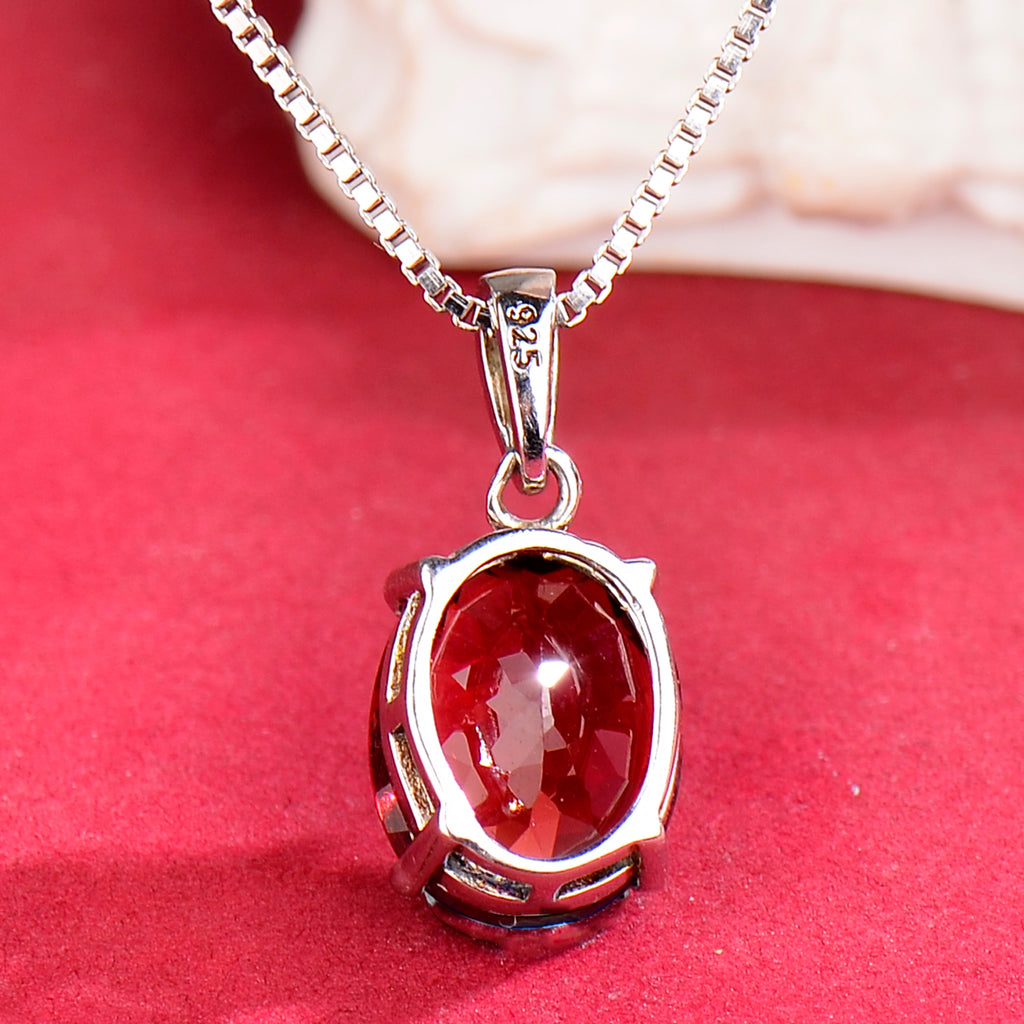 925 Sterling Silver Natural Garnet Oval Pendant Necklace for Women – Elegant Red Gemstone Jewelry Gift for Her, Birthday, Valentine’s Day, Christmas & Mother’s Day