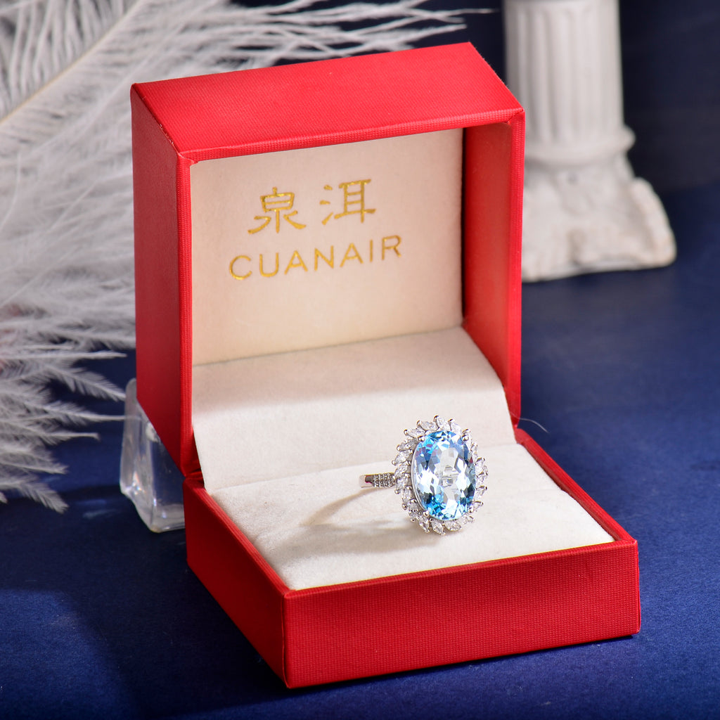 Elegant Natural Blue Topaz Ring in 925 Sterling Silver – Adjustable Luxury Gemstone Statement Ring | Perfect Gift for Valentine’s Day, Mother’s Day, Birthday & Christmas