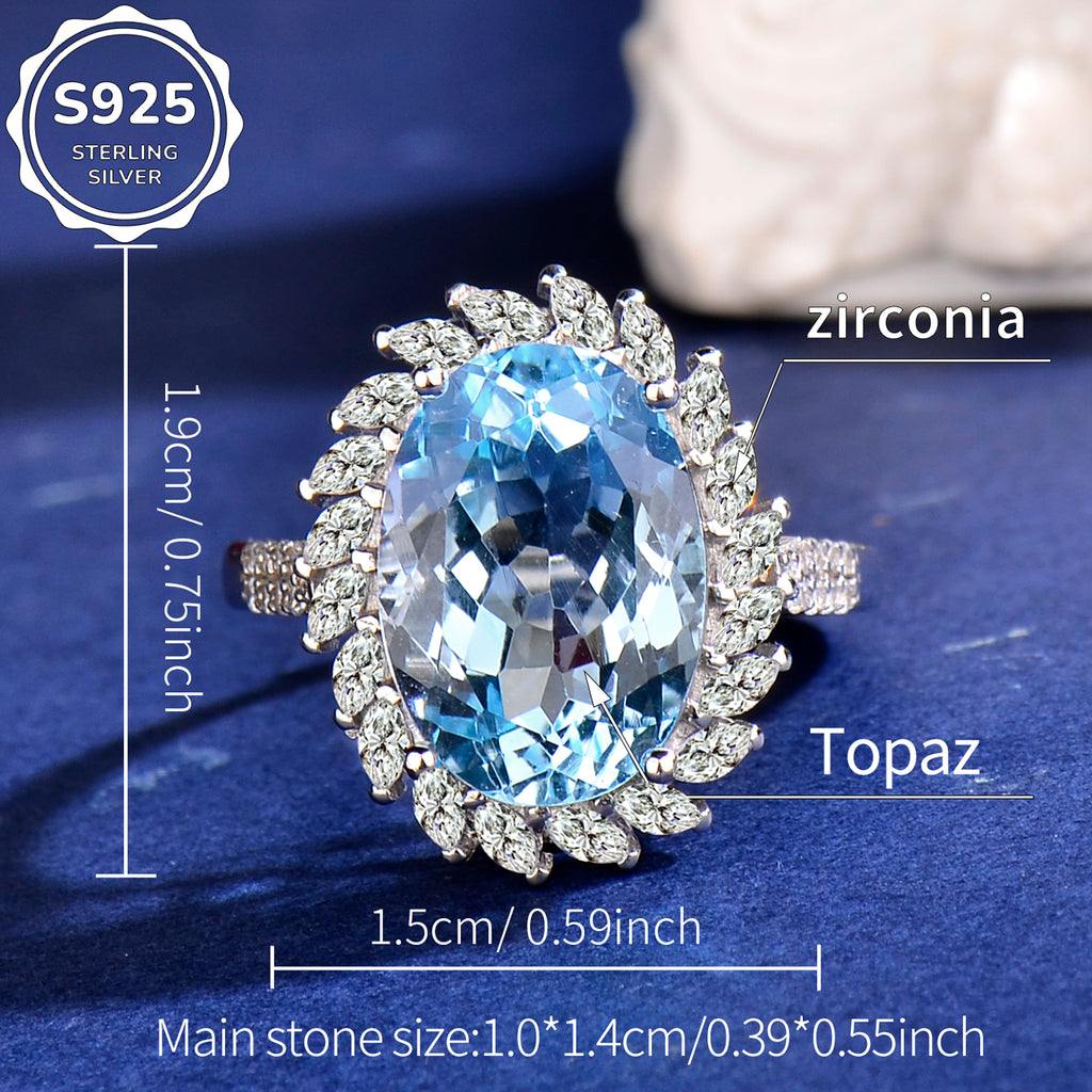 Elegant Natural Blue Topaz Ring in 925 Sterling Silver – Adjustable Luxury Gemstone Statement Ring | Perfect Gift for Valentine’s Day, Mother’s Day, Birthday & Christmas