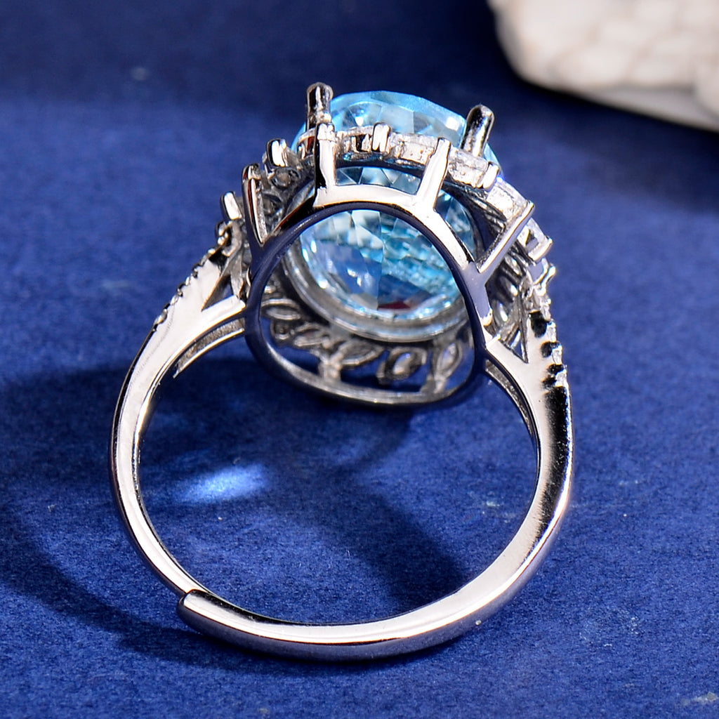 Elegant Natural Blue Topaz Ring in 925 Sterling Silver – Adjustable Luxury Gemstone Statement Ring | Perfect Gift for Valentine’s Day, Mother’s Day, Birthday & Christmas
