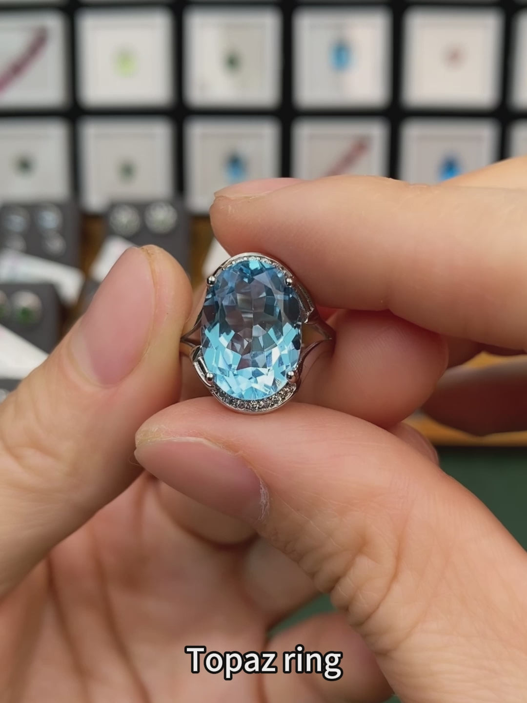 Adjustable S925 Sterling Silver Natural Blue Topaz Ring for Women | 10x14mm Oval Cut Open Size Luxury Ring, Elegant Zirconia Jewelry, Perfect Valentine's, Mother's Day, Birthday, Thanksgiving & Christmas Gift
