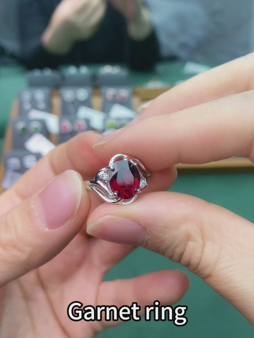 Natural Garnet S925 Sterling Silver Ring for Women | Wave Twist Adjustable Red Gemstone Ring | Elegant Mother's Day, Valentine's, Christmas Jewelry Gift for Her